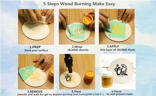 Miniatura 4 de JAJADO Pasta para Quemar Madera y Mini Espátula, Gel para Quemar Madera de 4 OZ para Lienzo, Mezclilla, Tablero de Madera para Manualidades, Pasta