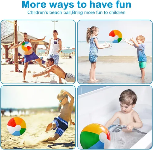 Miniatura 5 de Pelota de playa de 12 pulgadas para niños: paquete de 14 pelotas de playa inflables a granel - Pelotas de playa a granel hawaianas tropicales