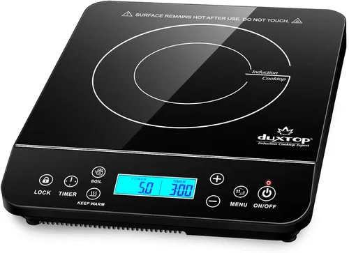Duxtop Placa de cocción de inducción portátil, quemador de encimera, placa caliente de inducción con sensor LCD táctil de 1800 vatios, negro 9610LS