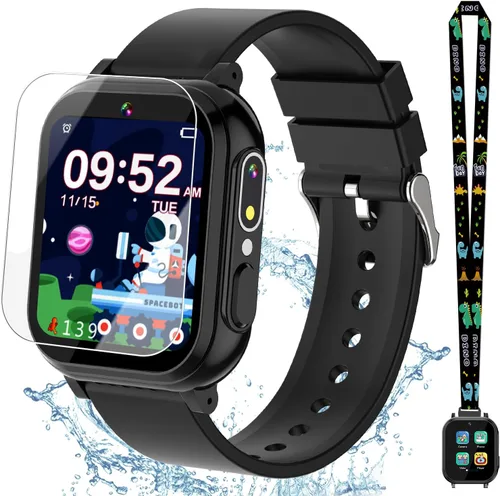 Miniatura 9 de Reloj inteligente impermeable para niños, niñas, juguetes para niñas de 6 a 8 años, reloj para niños con 32 juegos, cámara dual, pantalla táctil HD