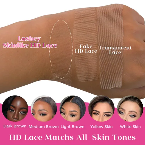 Miniatura 2 de Lashey Pelucas de cabello humano lacio tipo afro de 5 x 5, cierre de encaje HD transparente, densidad del 180 % prearrancada con nudos blanqueados