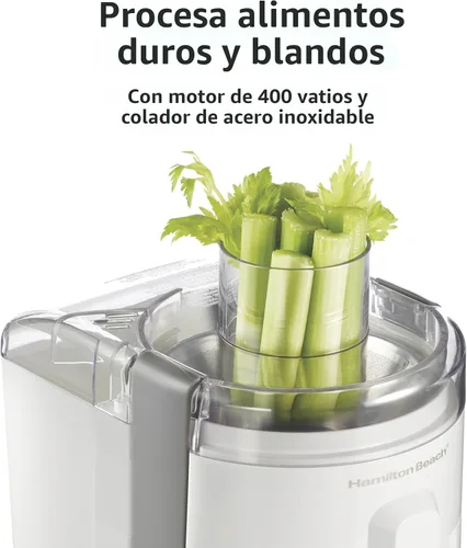 Miniatura 4 de Hamilton Beach HealthSmart Máquina Exprimidora, Extractor Centrífugo Compacto, Canal de Alimentación de 2.4" para Frutas y Verduras, Fácil de Blanco