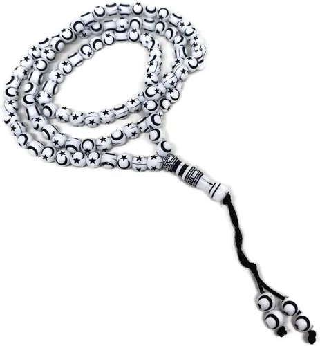Miniatura 10 de Tasbih musulmán - Rosario de 99 cuentas AMN-238 con estrella lunar grabado en religioso islámico Eid Ramadán Verde