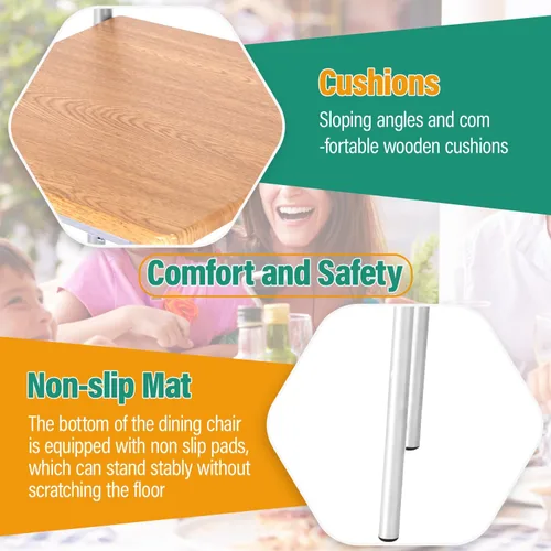 Miniatura 4 de Juego de mesa de comedor PayLessHere, mesa de madera y 4 sillas modernas con patas de metal, muebles rectangulares para el hogar