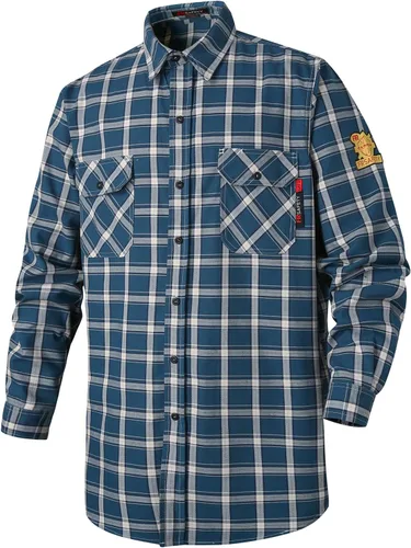 Miniatura 18 de Camisas FR para hombre, 7 onzas, de alta visibilidad, resistentes al fuego, CAT2, camisa de soldadura CAT2, 100% algodón, de alta visibilidad