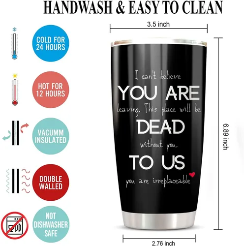 Miniatura 6 de CHICKOR Vaso térmico de 20 onzas con tapa con texto en inglés "You Are Dead To Us", regalo de despedida para empleados gerentes de trabajo, regalos