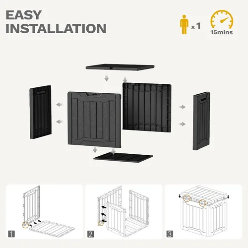 Miniatura 7 de DWVO Caja de almacenamiento exterior de 30 galones, contenedor de almacenamiento exterior con cerradura para herramientas de jardinería, cojines