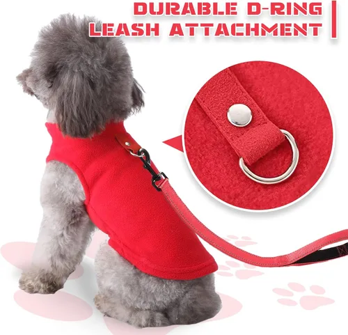 Miniatura 4 de PETCARE Suéter para Perro Pequeño Chaleco de Vellón para Gato Chaqueta Suave para Perro con Anilla en O para Correa Abrigo Cálido de Invierno