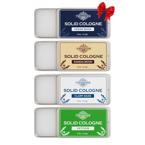 THEMANCODE Colonia sólida para hombres, regalos del día del padre, perfume sólido con sándalo, vetiver, madera de cedro, aromas de salvia, paquete