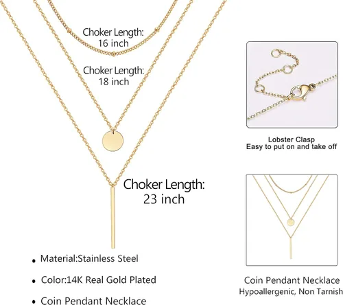 Miniatura 6 de Collares delicados para mujer, collares en capas, collar de gargantilla chapado en oro, joyería para mujer