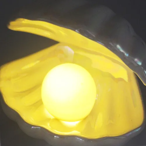 Miniatura 9 de Lámpara Led de cerámica de concha de perla BinaryABC Luz de noche portátil Luz de mesa de la tabla, Regalo de Navidad (Blanco)