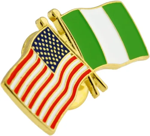 Miniatura 107 de PinMart Pin de solapa esmaltado con bandera de la amistad cruzada de Estados Unidos y el mundo