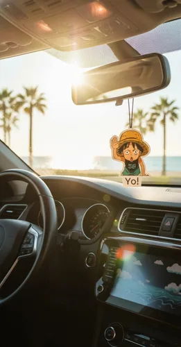 Miniatura 4 de PumpCar - Ambientador para automóvil de una pieza con aroma a cereza, 2 piezas Luffy Kid colgante de doble cara de anime japonés para espejo
