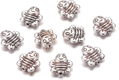 Miniatura 25 de FASHEWELRY Cuentas espaciadoras de forma animal de metal tibetano Elefante de plata antigua