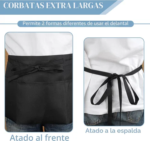 Miniatura 5 de PEASUG Server Apron, Waitress Apron with 3 Pockets, Short Aprons for Women with Pockets for Servers, Waiter, Waitress