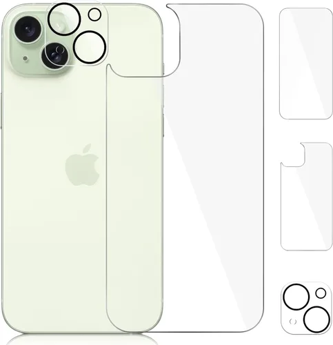 Miniatura 7 de [Paquete de 2] Protector de pantalla trasera para iPhone 15 Plus, protector de pantalla de vidrio templado antiarañazos y burbujas, película trasera
