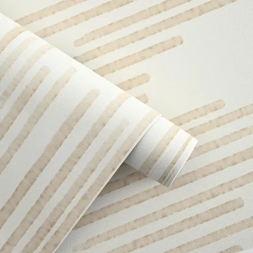 Miniatura 9 de WENMER Papel tapiz a rayas beige, papel tapiz geométrico para despegar y pegar, papel de contacto dorado de 17.7 x 118 pulgadas, papel de pared
