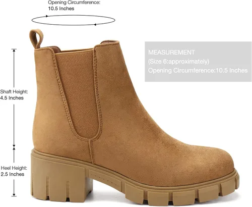 Miniatura 2 de starmerx Botines de plataforma para mujer, botas Chelsea elásticas, tacón medio, botines sin cordones