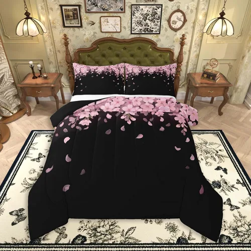 Miniatura 16 de Feelyou Juego de edredón de murciélago para niñas y niños, tamaño individual, edredón de Halloween decorativo en blanco y negro, juego de ropa