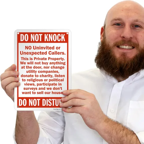 Miniatura 8 de SmartSign Security cartel, leyenda ""Do Not Knock - Do Not Disturb", rojo sobre blanco, Rojo sobre blanco, 1
