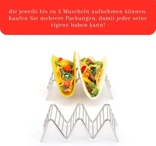 Miniatura 5 de Juego de 2 soportes apilables de acero inoxidable de alta calidad, cada estante tiene capacidad para 2 o 3 tacos duros o suaves, cinco estilos