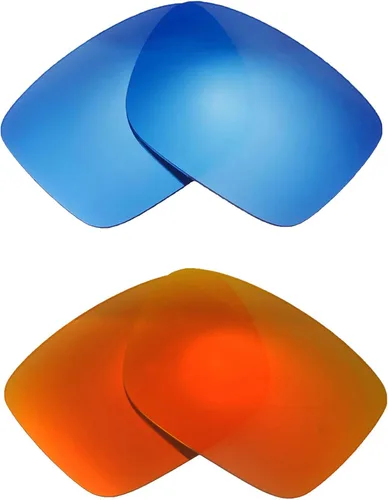 Walleva Lentes de repuesto polarizadas rojo fuego + azul hielo para gafas de sol VonZipper Elmore, Rojo fuego + azul hielo.