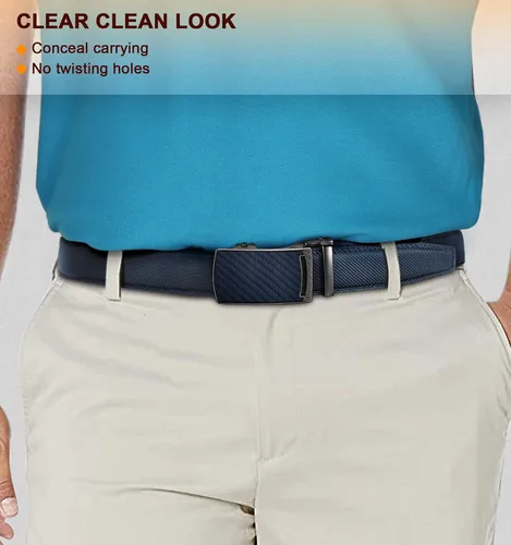 Miniatura 7 de KEMISANT Cinturón para hombre, correa de trinquete deslizante de cuero genuino para hombre pantalones de vestir Oxford, tamaño ajustable
