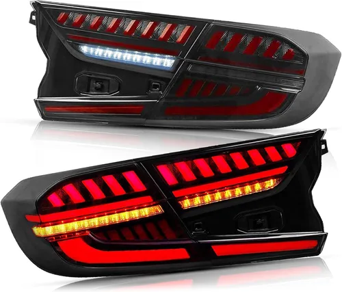 VLAND Luces traseras LED compatibles con Honda Accord de 10ª generación 2018-2022 con escaneo dinámico de animación respiratoria DRL, con Humo