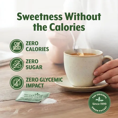Miniatura 4 de SweetLeaf Paquetes de polvo de stevia orgánica, edulcorante cero calorías con extracto de hoja de stevia, sin aditivo edulcorante artificial, sin