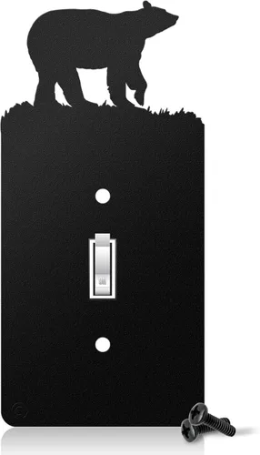 Miniatura 16 de Bear - Placa de pared para interruptor de luz de palanca doble (palanca doble, negro) - Fabricado en Estados Unidos