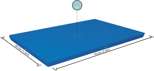 Miniatura 2 de Bestway Flowclear - Cubierta rectangular de 8 pies 6 pulgadas x 67 pulgadas para piscinas sobre el suelo, con agujeros de drenaje y cuerdas