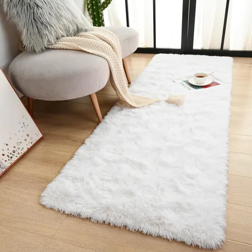 Miniatura 33 de Terrug Alfombra Corredor Negra Esponjosa para Dormitorio, 2x6 Pies Lindas Alfombras de Área de Pelo Largo para Pasillo, Alfombra de Felpa Suave