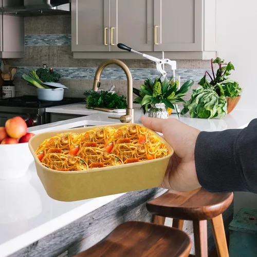 Miniatura 9 de Recipiente desechable de 17 onzas con tapas, 50 juegos de tazones de papel para acai compostables para fideos de sopa, aptos para microondas