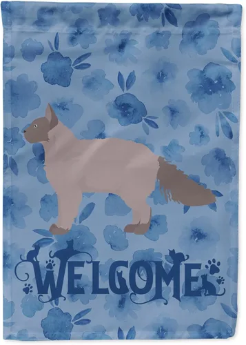 Miniatura 125 de Caroline's Treasures CK4813CHF - Bandera de bienvenida con gato abisinio azul, manga grande, para porche, para colgar en la pared, poliéster