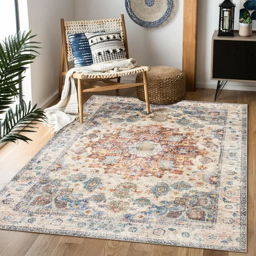 Miniatura 24 de Alfombra de área de 5 x 7, alfombra bohemia vintage, ultra suave, de pelo bajo, lavable, antideslizante, resistente a las manchas, alfombra impresa