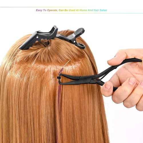 Miniatura 3 de Kit de herramientas para extensiones de cabello EHDIS de acero inoxidable, juego de alicates para micro enlaces de cuentas de cabello y removedor
