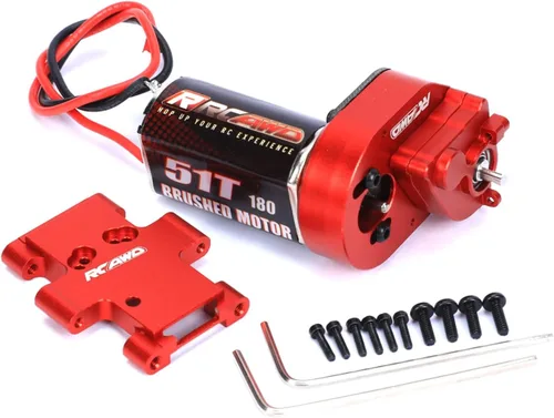 RCAWD Transmisión de motor cepillado 180 montada 51T para 1/18 FMS EAZYRC ROC Hobby Crawlers Actualización Piezas Rojo