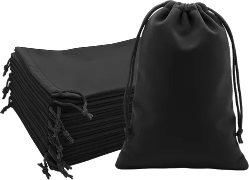 Miniatura 82 de Mandala Crafts Bolsas de terciopelo negro con cordón de 14 x 14 pulgadas, 10 bolsas grandes de terciopelo con cordón a granel para regalos de fiesta