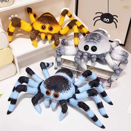 Miniatura 2 de ELAINREN - Peluche de araña azul suave y realista, almohada de peluche de araña, animales de peluche esponjosos, muñeca de tarántula de peluche