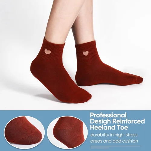 Miniatura 4 de Calcetines finos de algodón para mujer, calcetines suaves por encima del tobillo, 6 pares de calcetines divertidos con corazón novedoso