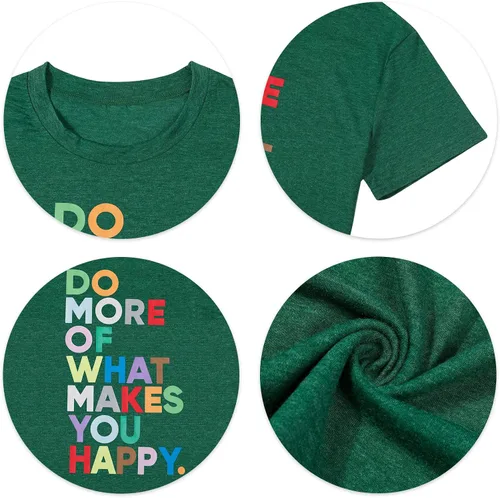 Miniatura 3 de Camiseta de manga corta para mujer, diseño con texto en inglés "Happy Graphic