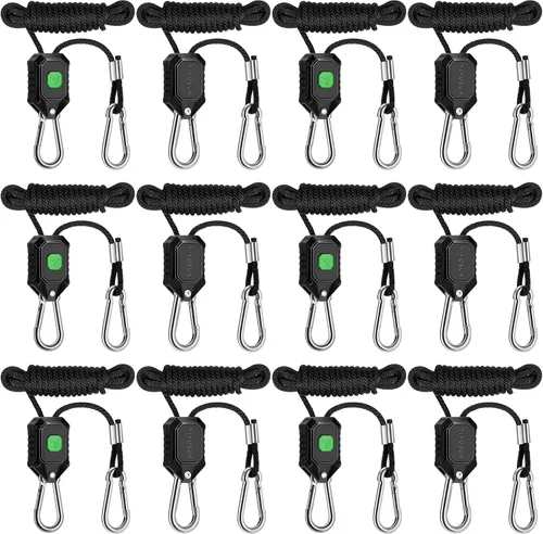 VIVOSUN 6 pares de colgadores de luz de crecimiento ajustables de 1/8 pulgadas, colgador de cuerda resistente con engranajes de metal reforzado,