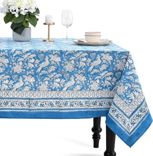 Miniatura 17 de CPC - Mantel cuadrado 100% algodón, 60 x 60 pulgadas, estampado de bloques indios, mantel para bodas, primavera/verano, barbacoa, verde ágata