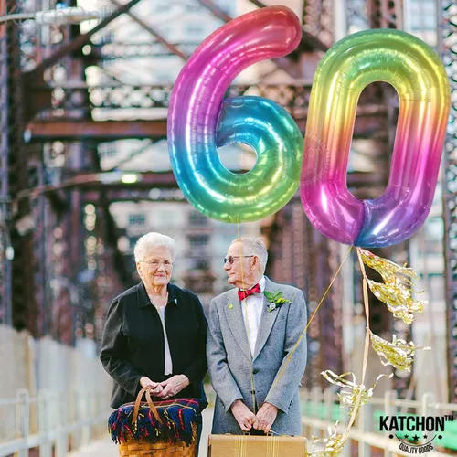Miniatura 9 de Globos gigantes del número 60 para cumpleaños de niña – 40 pulgadas Globo arcoíris 60 para decoraciones de cumpleaños 60 para niñas Globos