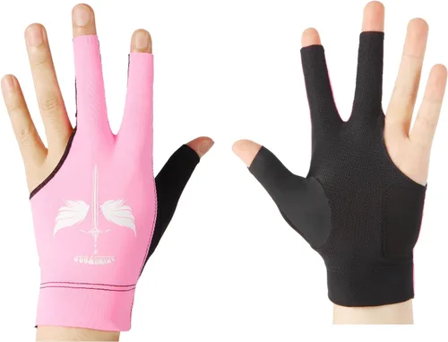ANIMSWORD Guantes de billar transpirables y cómodos que se adaptan a la mano izquierda o derecha, 3 dedos para guantes deportivos de Snooker Cue.