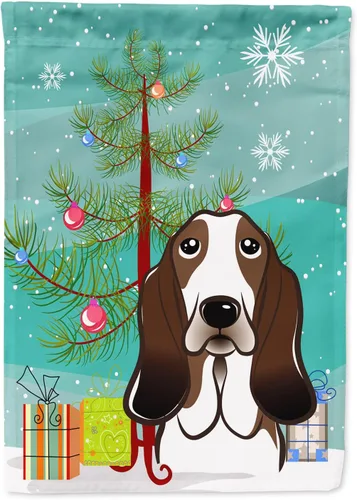 Miniatura 22 de Caroline's Treasures BB1622CHF - Bandera de casa Shih Tzu con árbol de Navidad y gris plateado para porche, grande, para colgar en la pared