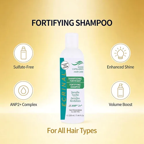 Miniatura 3 de Ecrinal Champú fortificante sin sulfato con ANP2+ para cabello fuerte y brillante – Restaura el volumen, la flexibilidad y la resistencia al cabello