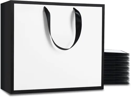 Miniatura 9 de Bolsas de regalo de tamaño mediano, venta al por menor, mercancía Blanco Negro