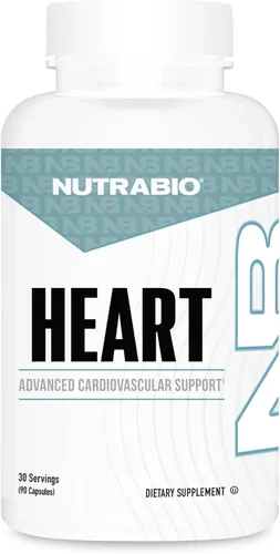 NutraBio Suplementos para la salud del corazón, suplemento cardiovascular, colesterol, apoyo circulatorio y saludable para la presión arterial - 90