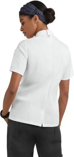 Miniatura 2 de CHEF 360 Abrigo de chef elástico de 1 bolsillo para mujer (XS-3X, 3 colores), suave elástico, duradero y fácil cuidado uniforme de servicio